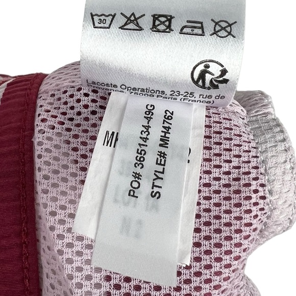 Lacoste Mens Large Swim Shorts Striped Red White 5” Inseam Polyamide Beach EUC - Picture 12 of 12